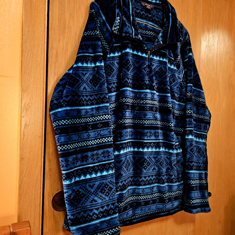 Eddie Bauer Blue Western Sweater Soft Fleece XL